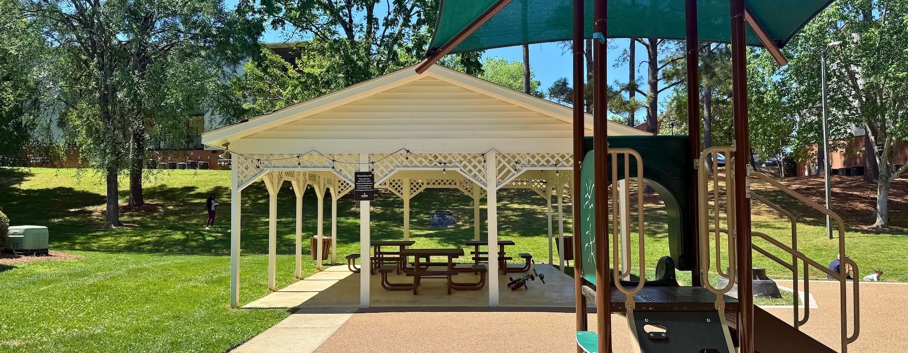 a playground with a slide